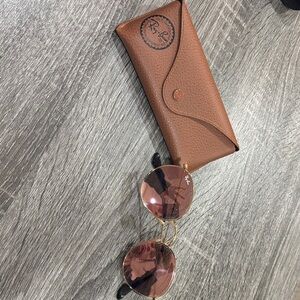 Ray-Ban Gold Frame with Pink Lenses Sunglasses